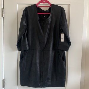 NY&C 3/4 length sleeve black dress with pockets, L